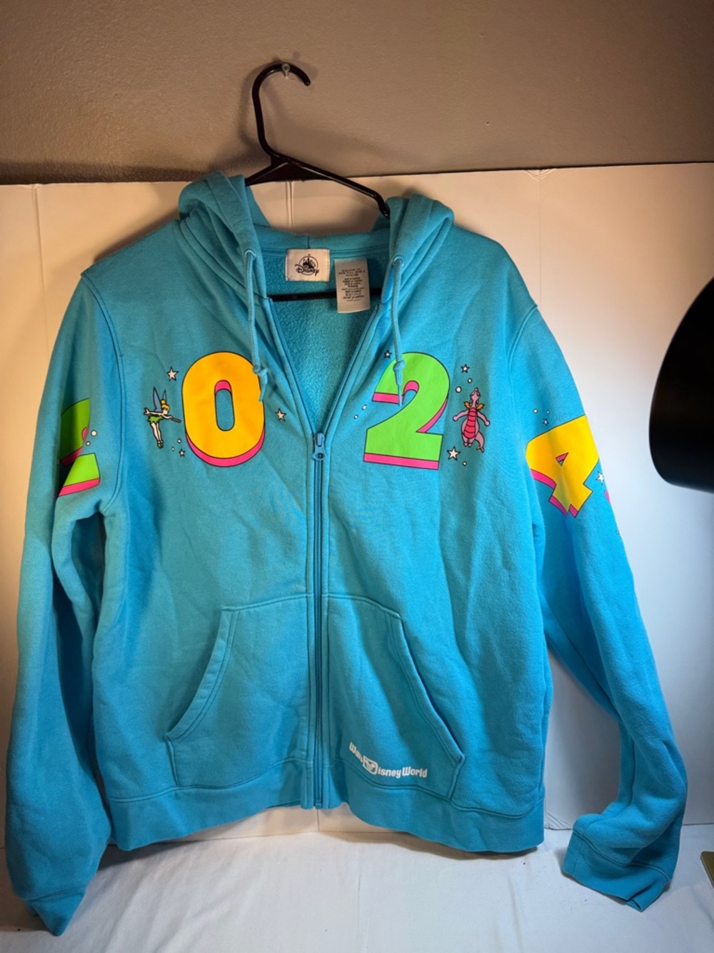 Disney Turquoise 2024 Zip-Up Hoodie with Neon Accents